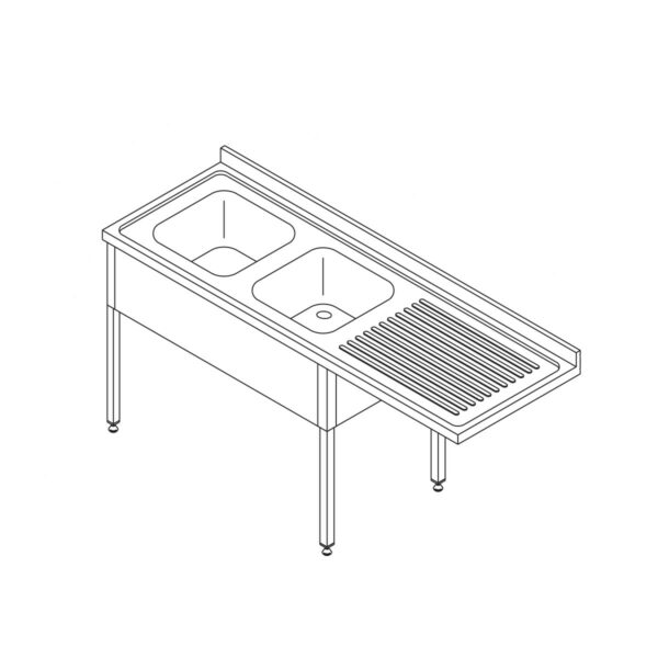 Mosogatógépasztal mosogatóval – 200 x 70cm – Balra