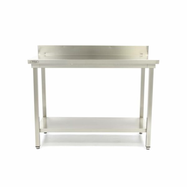 Rozsdamentes acél asztal hátsó résszel – 60 x 70cm – állítható magasságú – Maxima 09364024
