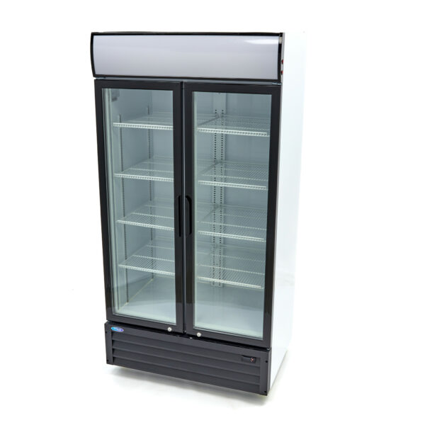 Italhűtő üvegajtós – felső világítópanellel – nyíló ajtók – display hűtő –  800L Maxima 09404030